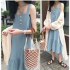 Spaghetti-strap Dress / Drawstring Waist Long Light Jacket