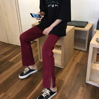 Side-slit Straight Cut Pants