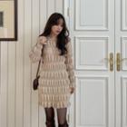 Smocked Knit Minidress Beige - One Size