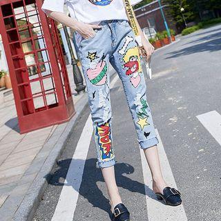 Cartoon Print Jeans