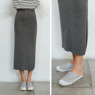 Plain Side-slit Midi Pencil Skirt