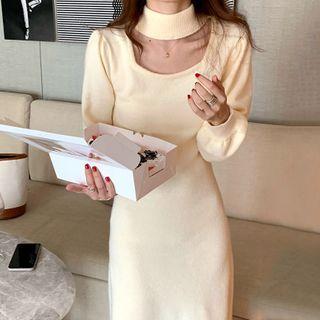 Choker-neck Sweater Dress