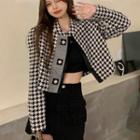 Houndstooth Cropped Jacket Black & White - One Size