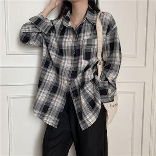 Long-sleeve Checked Pocket Shirt Jacket