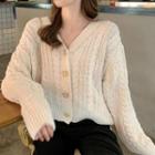 Plain Cable-knitted Cardigan