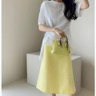 Round-neck Wrap-front T-shirt