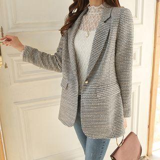 Single-button Tweed Longline Blazer