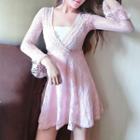 Lace V-neck Long Sleeve Dress