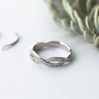 S925 Sterling Silver Rhinestone Braid Ring