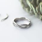 S925 Sterling Silver Rhinestone Braid Ring