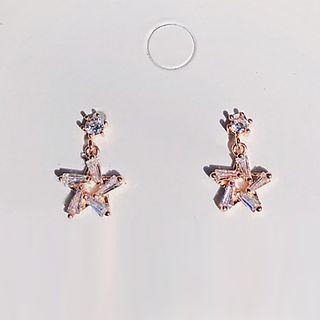 Star Earring 1 Pair - Rose Pink & Transparent - One Size