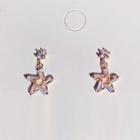 Star Earring 1 Pair - Rose Pink & Transparent - One Size