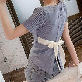 Short-sleeve Tie-beck Knit Top