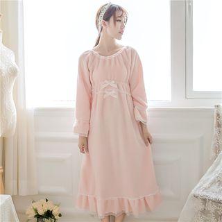 Bow-accent Fleece Nightdress