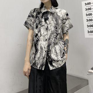 Short-sleeve Tie Dye Shirt Gray - One Size