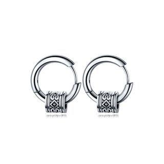 Vintage Fashion Pattern Geometric Circle 316l Stainless Steel Stud Earrings Silver - One Size