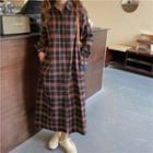Plaid Button-up Midi Dress Plaid - One Size