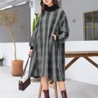 Plaid A-line Pullover Dress 9217 - Gray - One Size