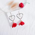 Faux Pearl Heart Rose Dangle Earring 1 Pair - Hook Earring - One Size