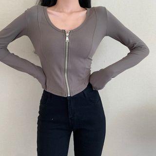 V-neck Zipper Top