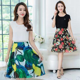 Set: Tulip Sleeve Top + Floral Skirt