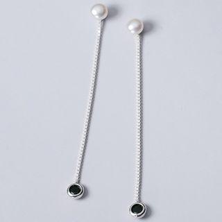 925 Sterling Silver Bead Faux Pearl Drop Earring