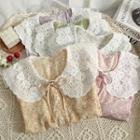 Patchwork Tie-neckline Floral Loose Shirt In 5 Colors