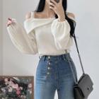 Long-sleeve Cold-shoulder Fleece Top