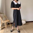 Frill-collar Polka-dot Dress