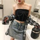 Strapless Cropped Top Black - One Size