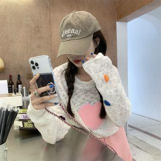 Heart Pointelle Knit Top Almond - One Size