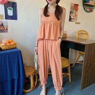 Short-sleeve Tank Top / Plain Pants