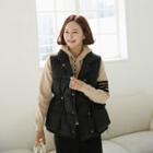 Double-breasted Drawstring-waist Puffer Vest