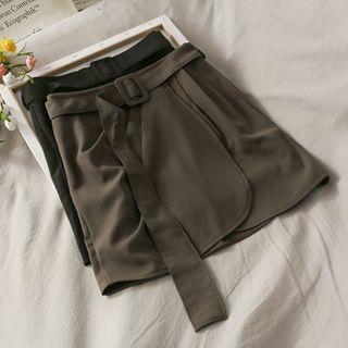 High-waist Wrapped Mini Skirt With Belt