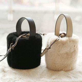 Faux-fur Bucket Bag With Shoulder Strap