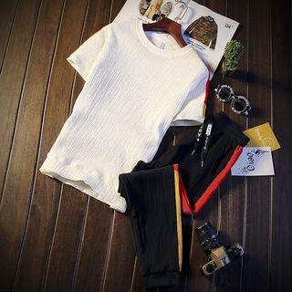 Set: Colored Panel Short-sleeve T-shirt + Sweatpants