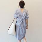 Open Back Elbow-sleeve Shirtdress