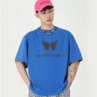 Short-sleeve Reflective Butterfly Printed T-shirt