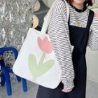 Flower Print Nylon Tote Bag