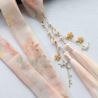 Flower Print Tassel Hair Tie