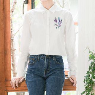 Long Sleeve Floral Embroidered Blouse