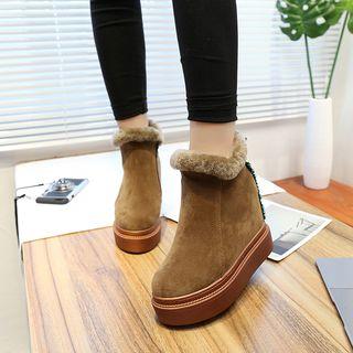 Fleece-lined Hidden Wedge Ankle Boots