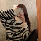 Zebra Print Sweater Zebra Print - Black - One Size