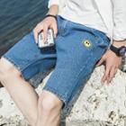 Smiley Applique Denim Shorts
