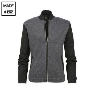 Contrast-sleeve Zip-up Blouson Jacket