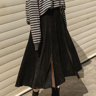 Slit-hem Pleated Skirt