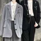 Single-breasted Blazer / Wide-leg Dress Pants / Brooch Pin / Set