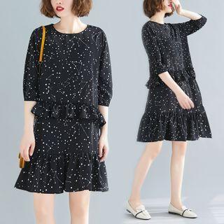 Elbow-sleeve Constellation Dress