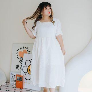 Short-sleeve Square-neck Smock Dress (various Designs)