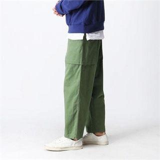 Band-waist Wide-leg Cargo Pants